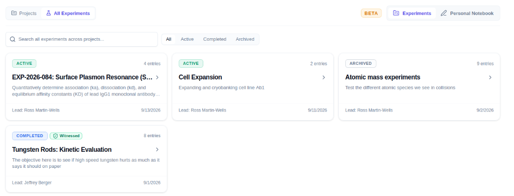 ALN Experiments Overview