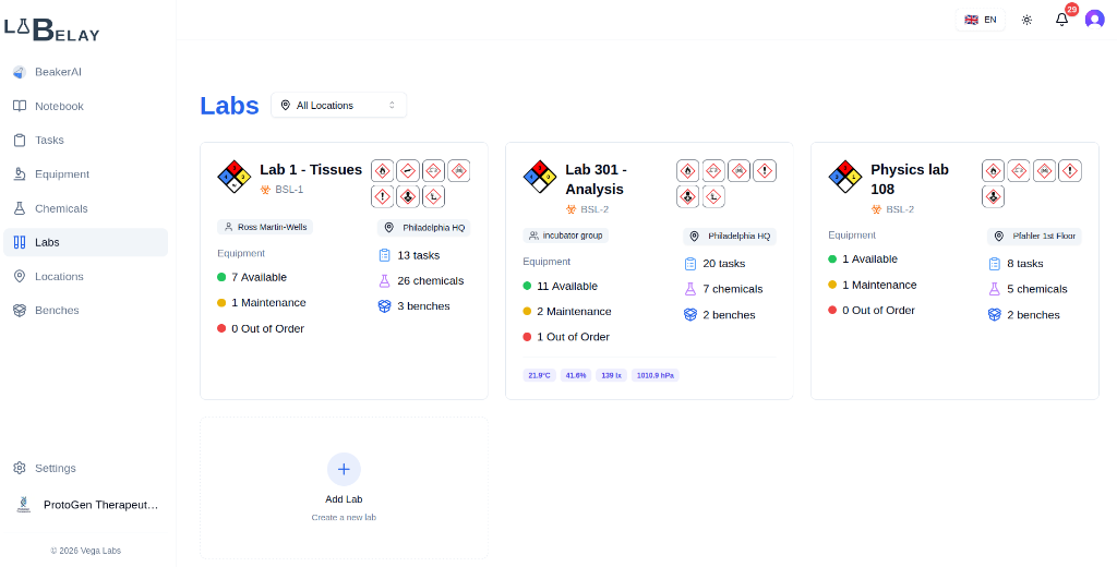 Lab Module Dashboard Lab Belay - The First Agentic AI Lab Manager